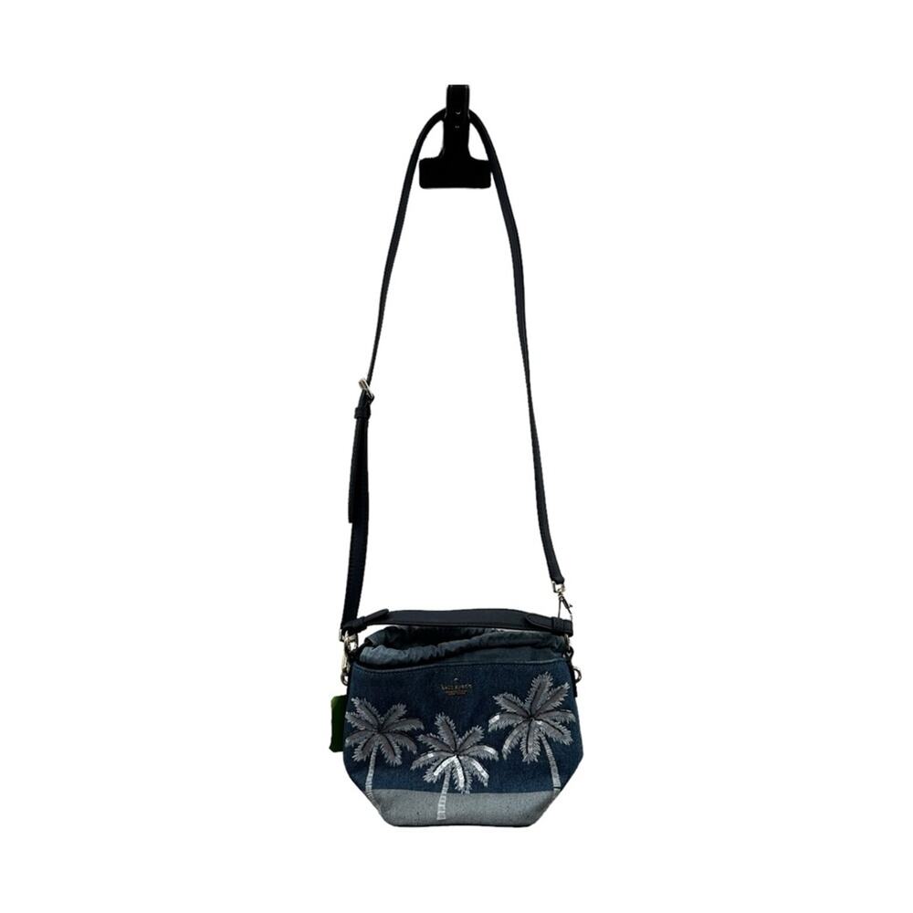 Kate Spade California Dreaming Pippa Blue‎ Denim Palm Tree Bucket Bag NEW RARE - Picture 3 of 14